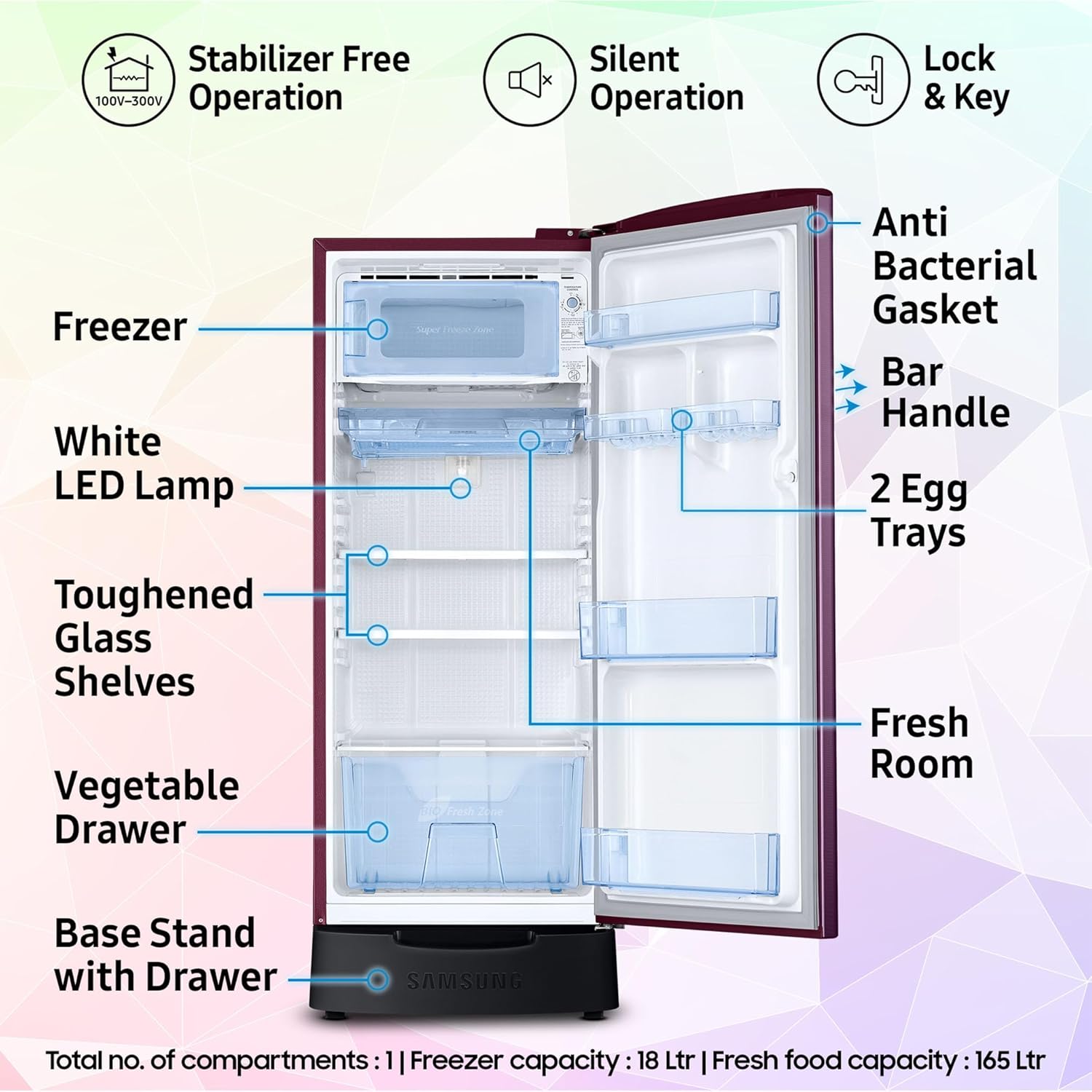 Samsung 183 L 4 Star Digital Inverter Single Door Refrigerator